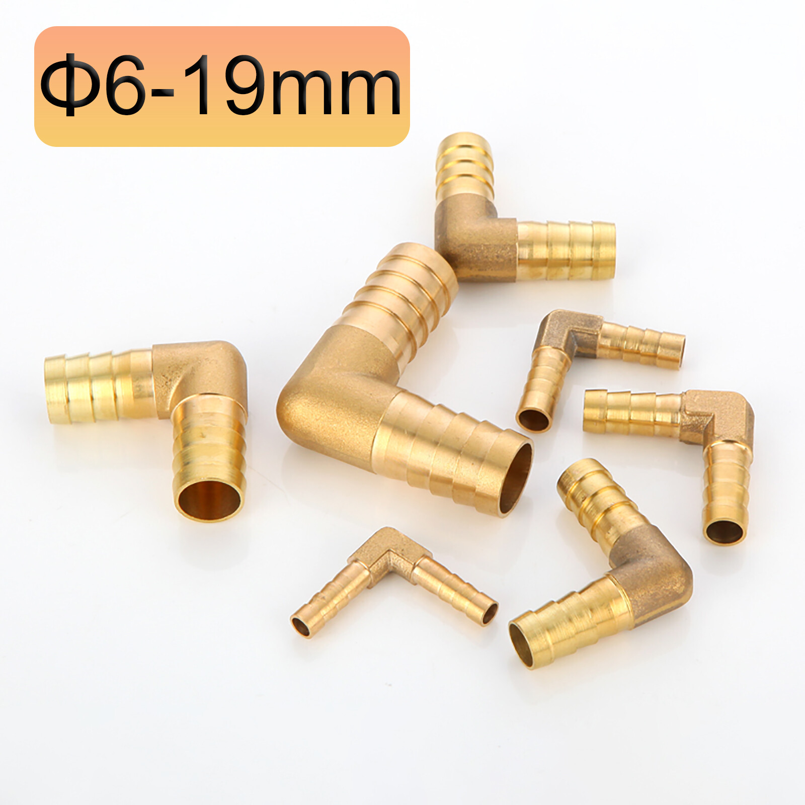 Brass Barbed Tube Pipe Fitting Hose Barb Elbow L 90 Degree 0.2"-1" 4mm 6mm-19mm