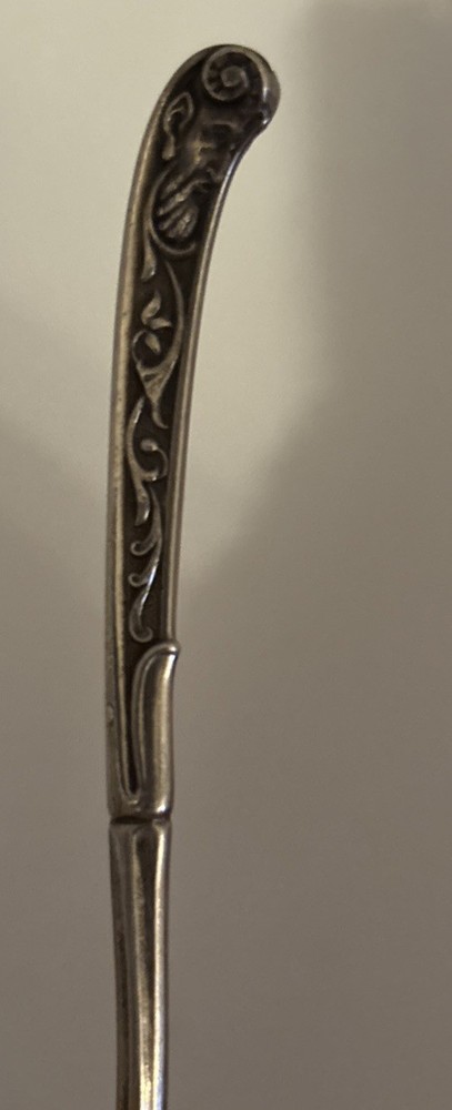 Antique Denmark Simon Groth Silver Serving Spoon Moinichen Devil Mask Handle