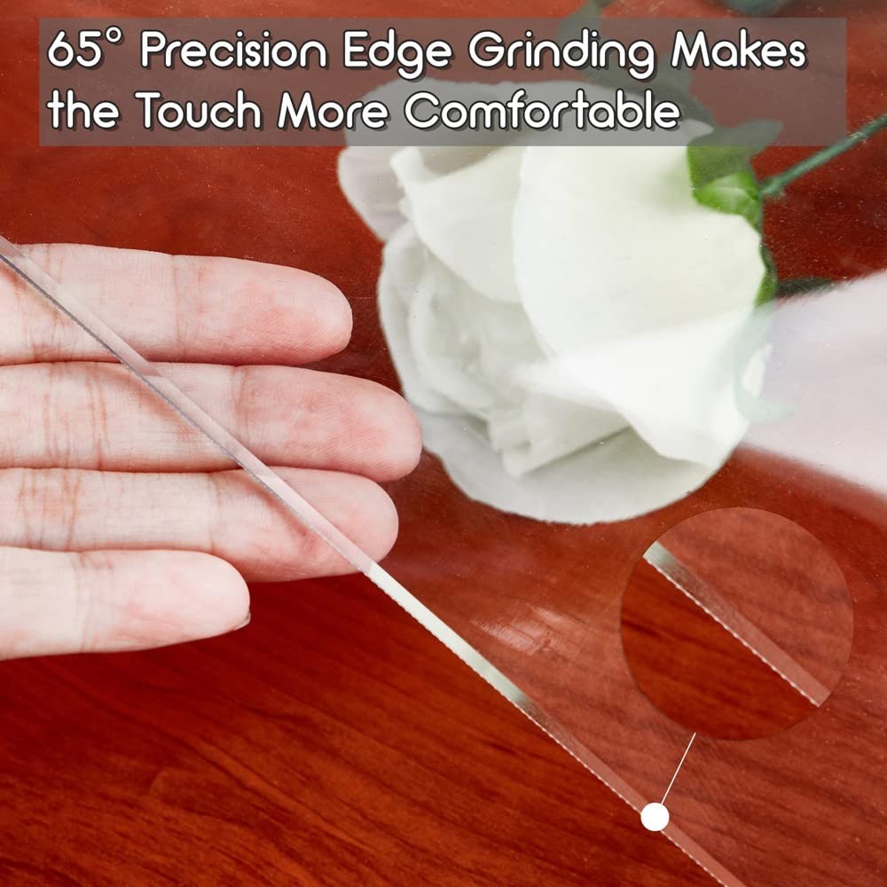 24 Inch Round Clear Table Cover Protector, 2mm Thick Upgraded Version, Unshri...