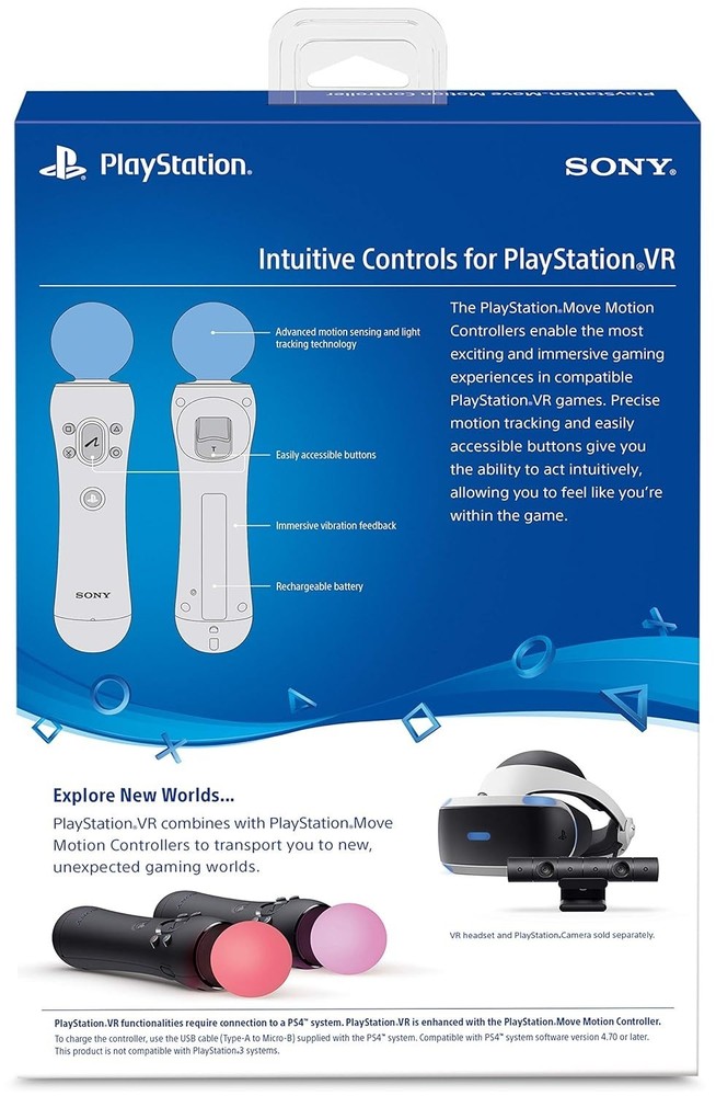 Genuine Sony PlayStation Move Motion Controllers - Two 2-Pack (for PS4 / PS VR)