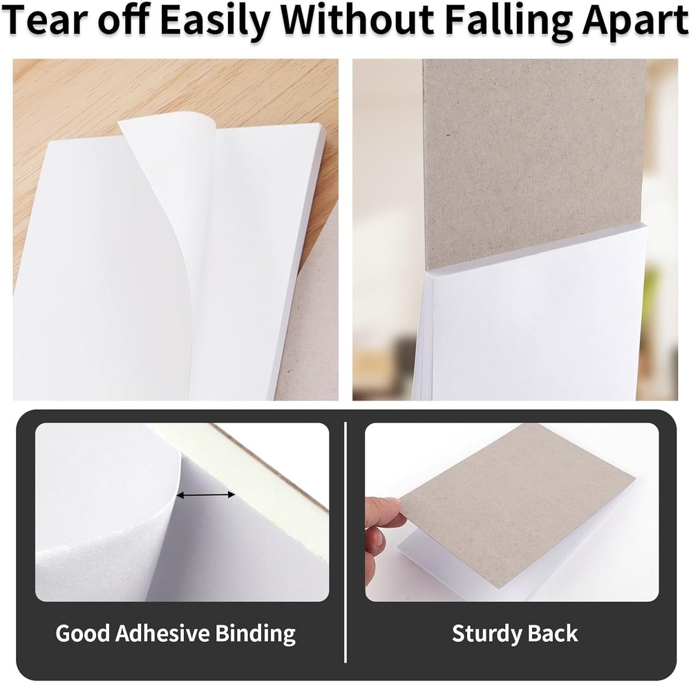 Note Pads 3x5 In, 8 Pack Blank Notepad, White Scratch for 3x5,