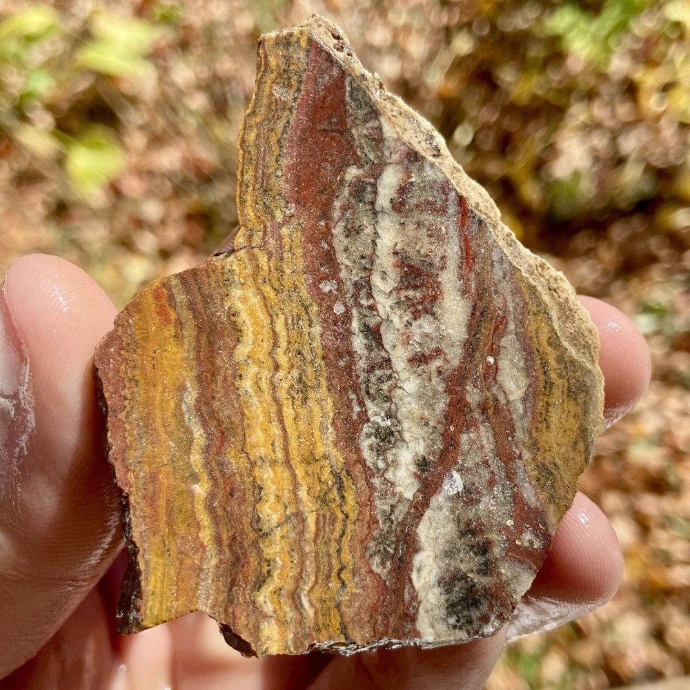 Vibrant Banded Calcite Rough Slab 1.58 Oz