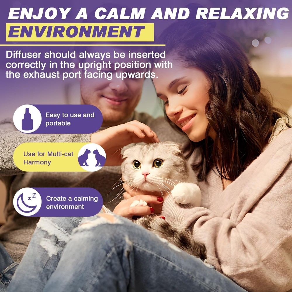 Cat Calming Diffuser Refills - 8 Pack Pheromones for Stress Relief, 240 Days