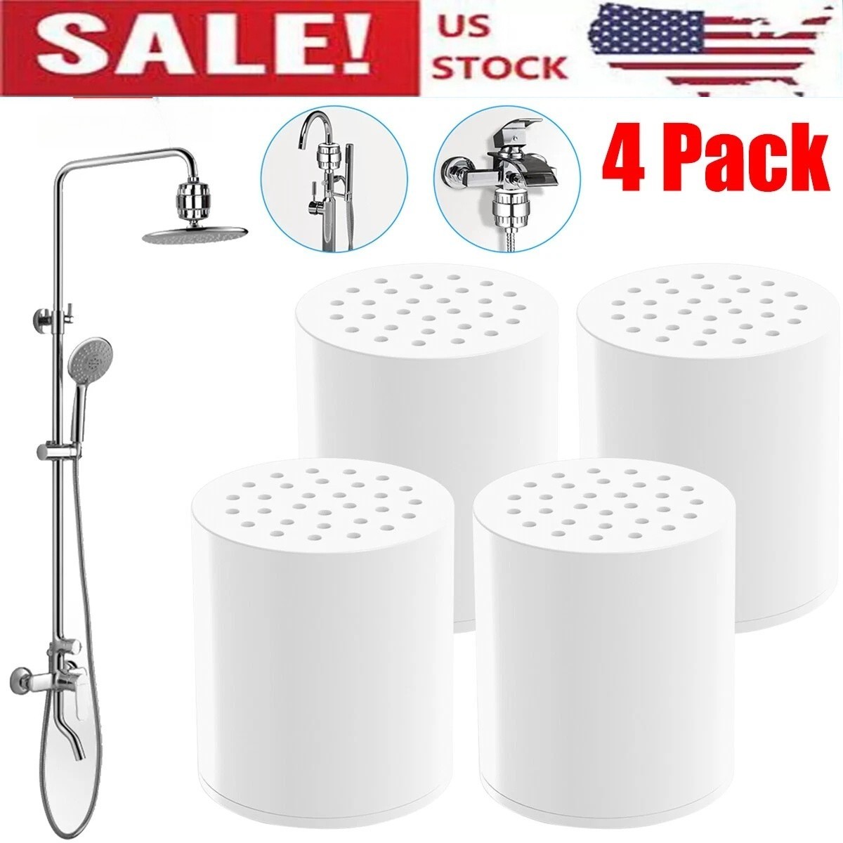 4 Pack 20 Stage Shower Filter Replacement Cartridge Shower Filter for Hard Water