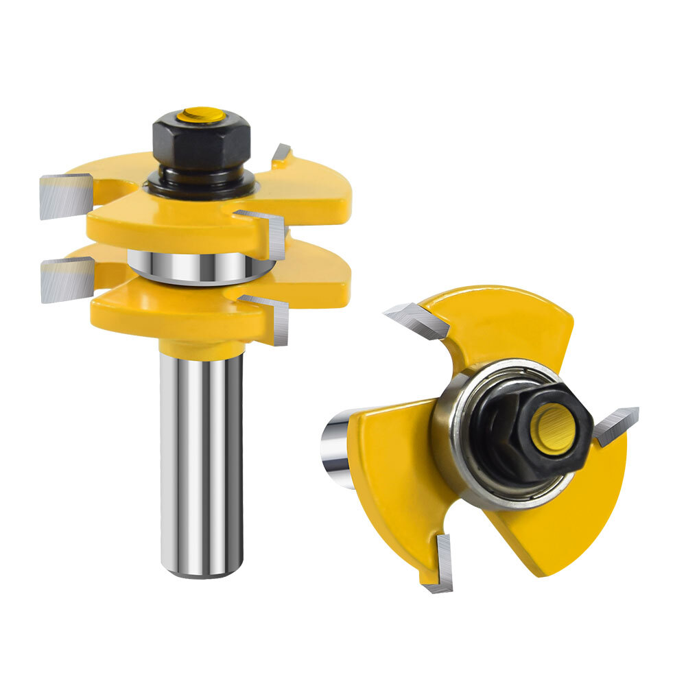 2Pcs/Set Tongue and Groove Router Bits 3T T-Shape CNC Wood Milling Cutter