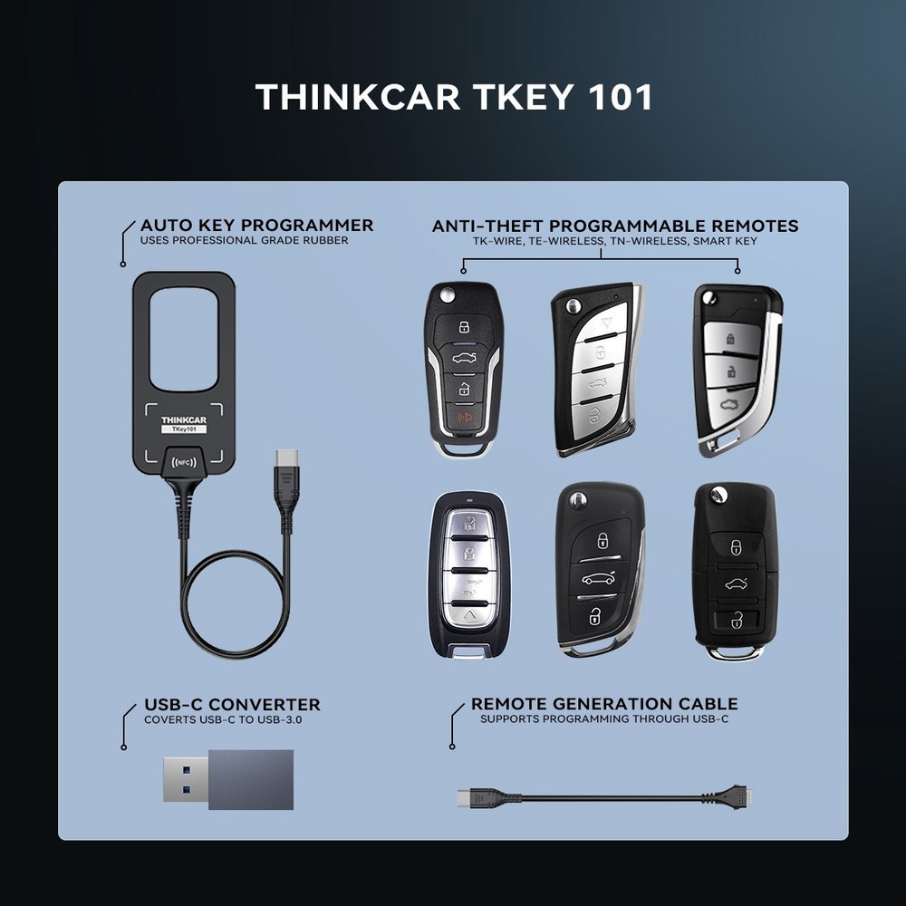 Key Programmer IMMO TKEY101 + MUCAR 892BT + TPMS AI Diagnostic Tool OBD2 Scanner