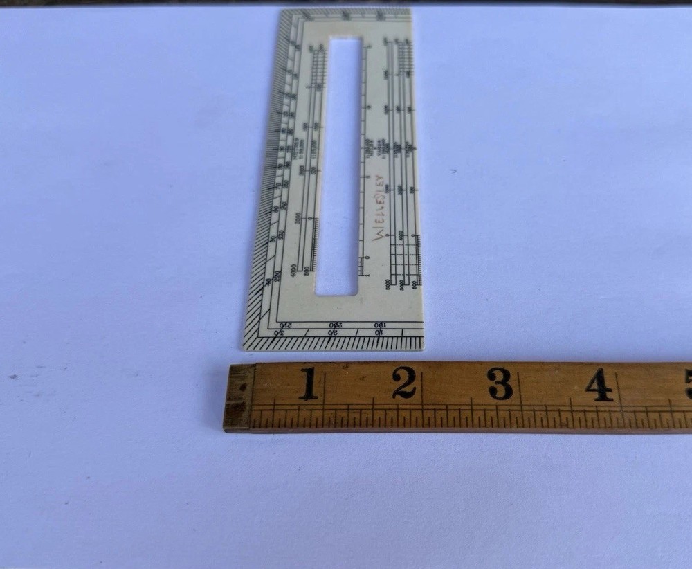 Vintage Original WW2 Ivorine 6" Rectangular Protractor Mk IV Map Measuring Tool
