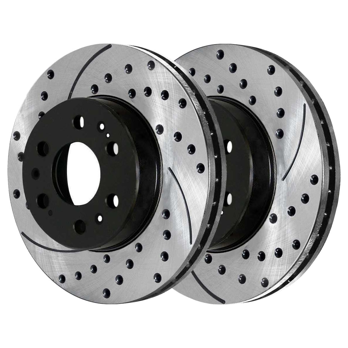 Front Drilled Brake Rotors Black & Pads for Chevy Silverado 1500 GMC Sierra 1500