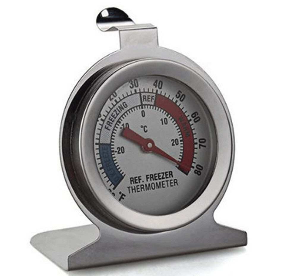Refrigerator Freezer Thermometer Fridge DIAL Type Stainless Steel Hang Stand 1-4