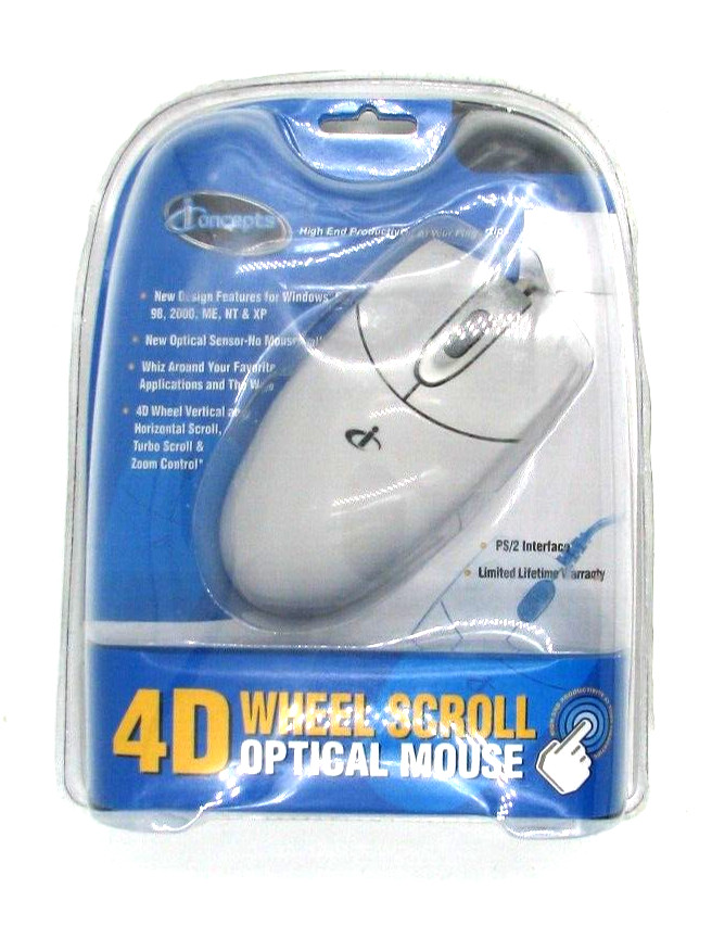 iConcepts PC 4D Wheel Scroll Mouse PS/2 Interface