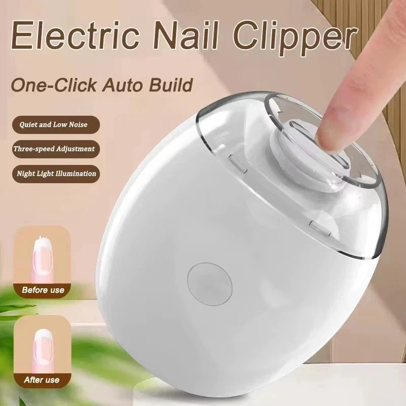 2-in-1 Electric Nail Clipper Automatic Nail Grinder LED Trimmer Tool