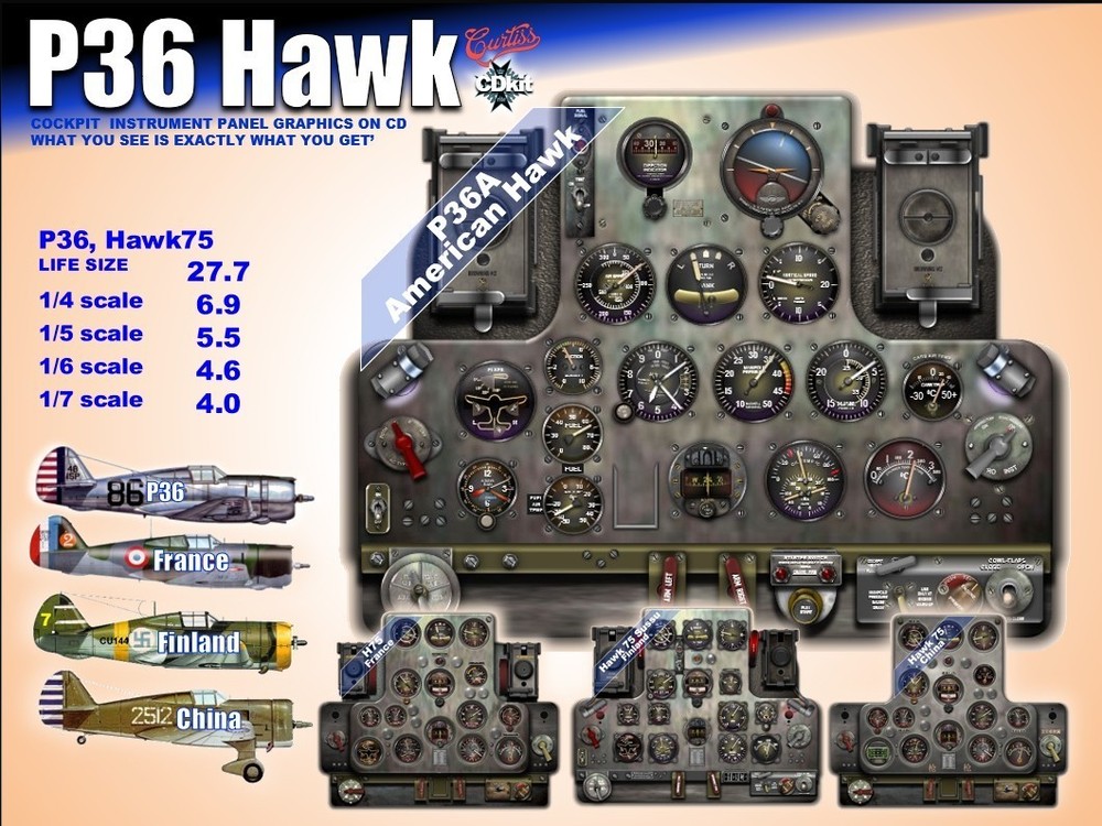 P36 HAWK 75 COCKPIT instrument panel CDkit