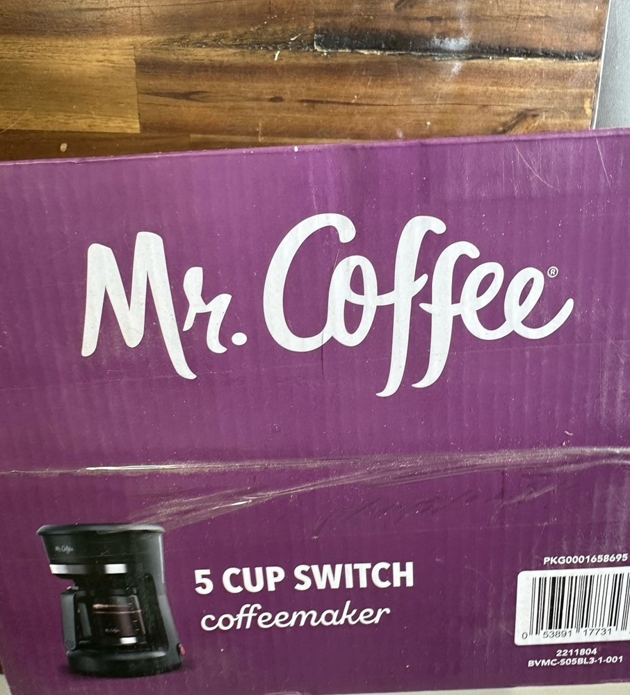 Mr Coffee Mini Brew 5 Cup Coffee Maker Black Auto Pause NIB