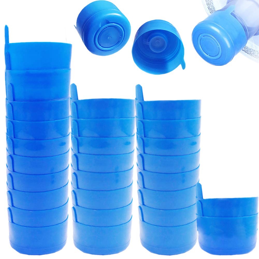 30 Pack Non Spill Caps,Reusable 55mm 3 and 5 Gallon Water Bottle Snap On Cap