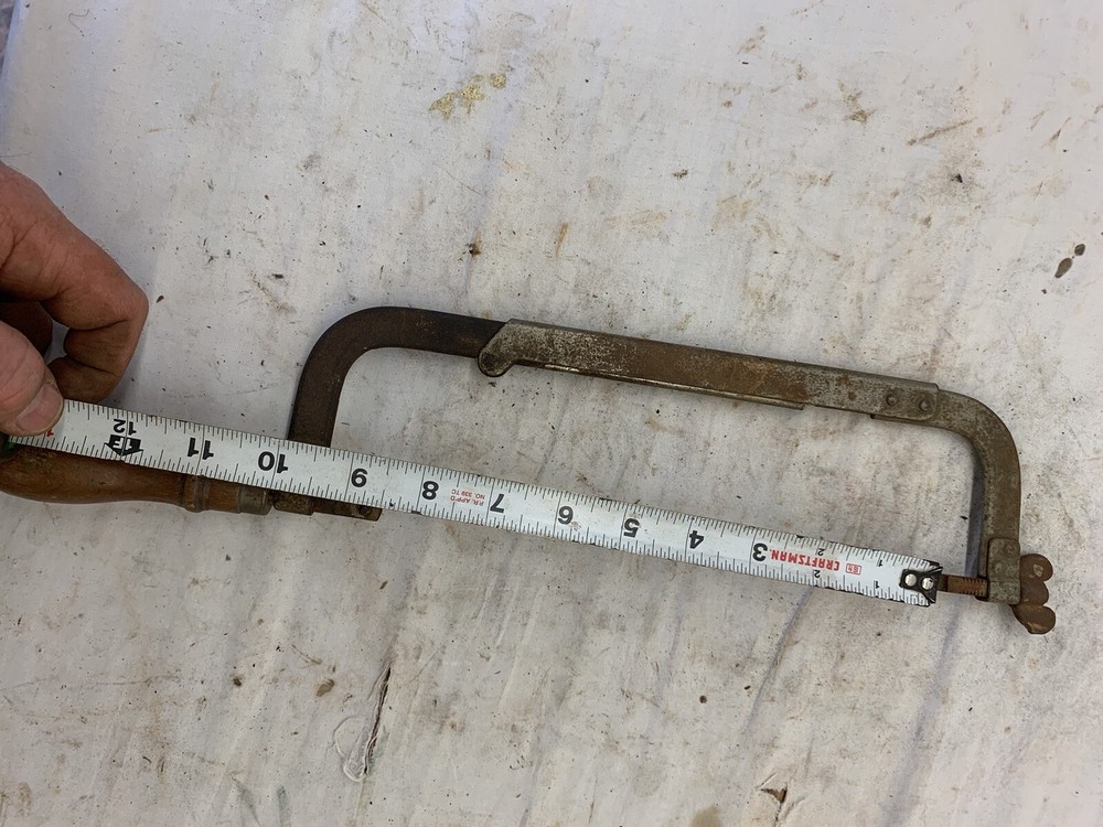 Vintage Adjustable IMCO Hacksaw Frame With Round Wood Handle - FRAME ONLY