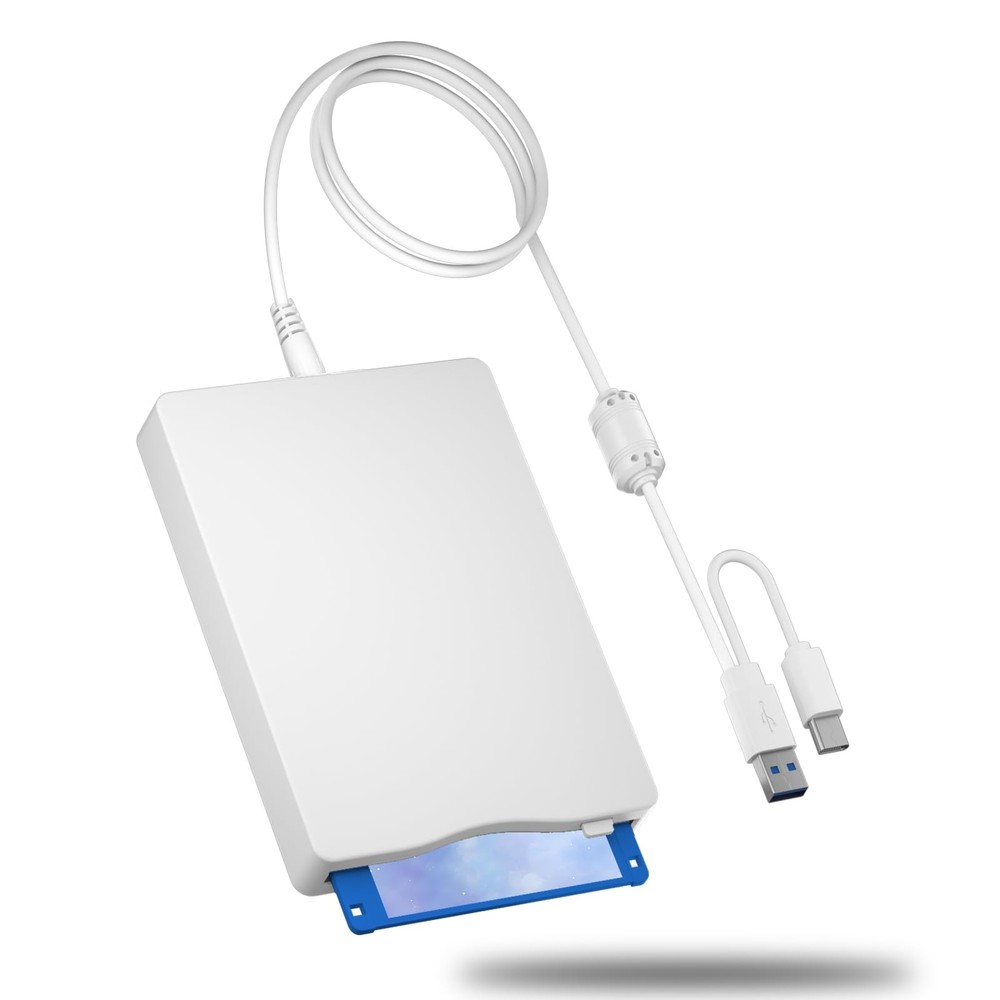 USB Floppy Drive, 3.5" External USB & Type-C Floppy Disc Reader, External Flo...
