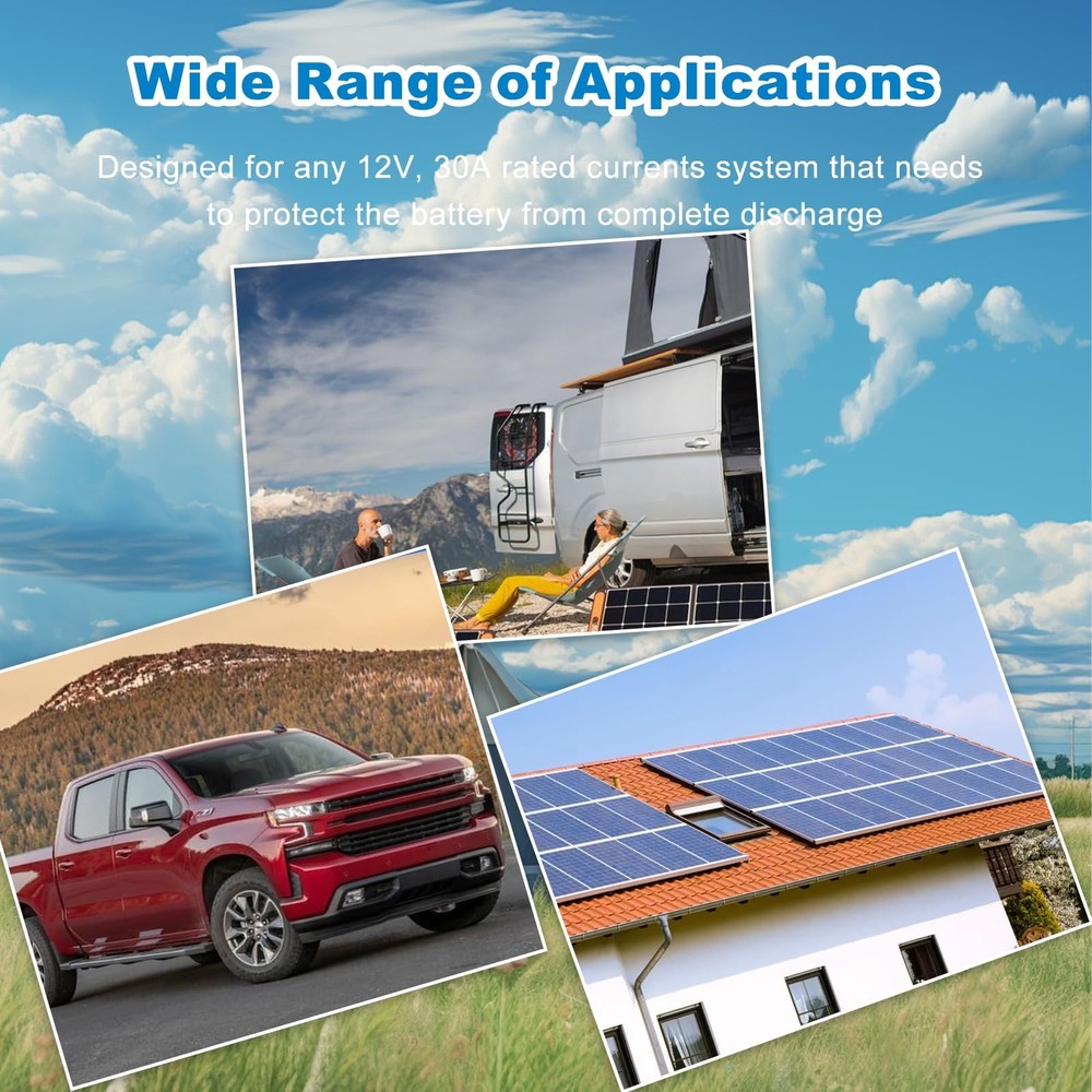 Zuomeng 12V 30A Low Voltage Disconnect Module with MultiInformation Display a...