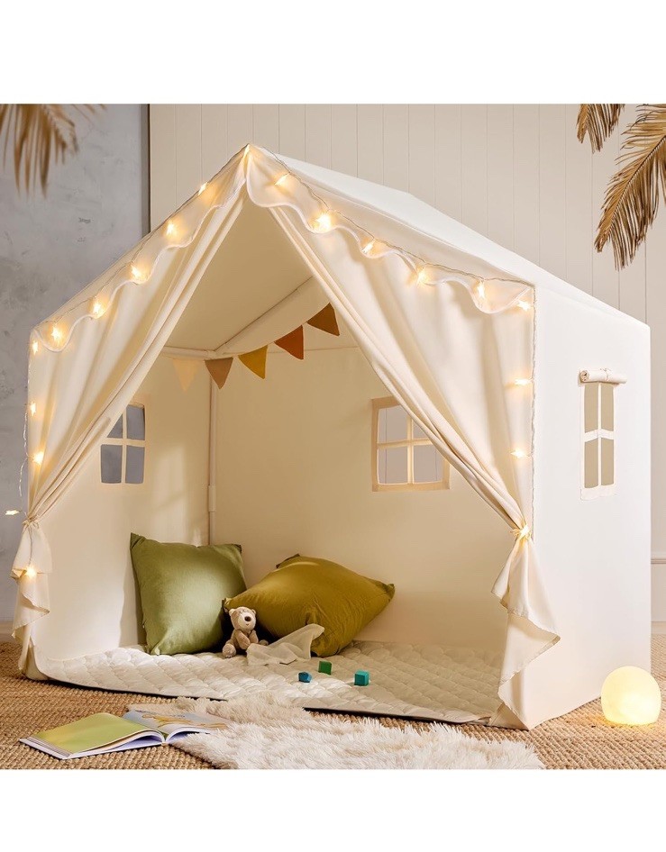 Tiny Land Kids Tent with Mat and Star Lights, Indoor Playhouse for Toddlers