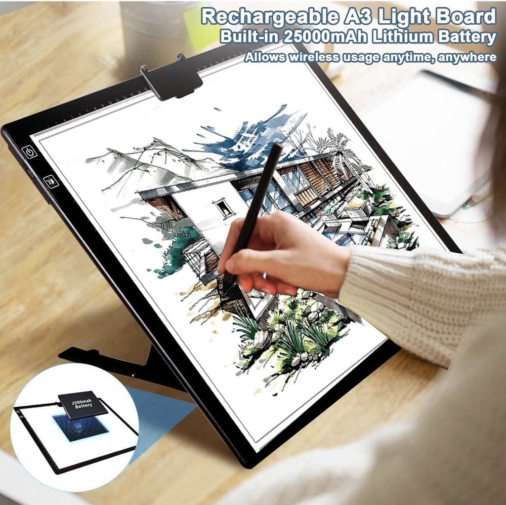 Wireless Rechargeable A3 Light Pad with Carry Case ,Diamond Art Light