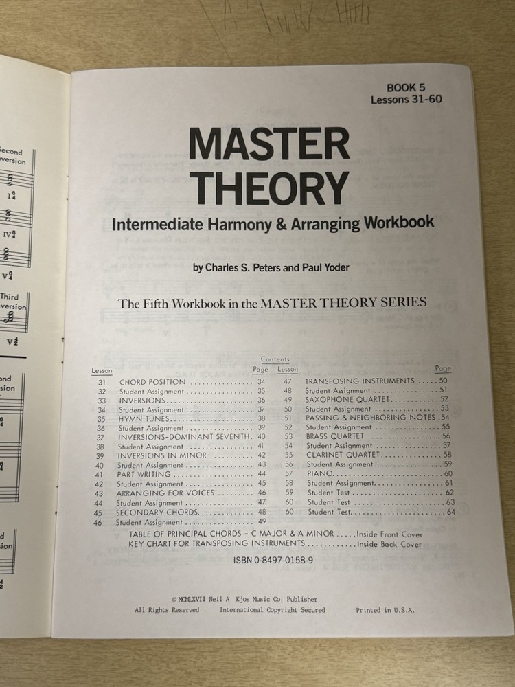 Master Theory Intermediate Harmony & Arranging Workbook Book 5 By Charles Peter
