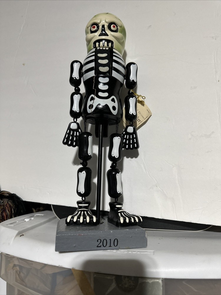 Nutcracker Skeleton Tombstone 2010 14" Dangle Legs Arms LTD Target Halloween RIP