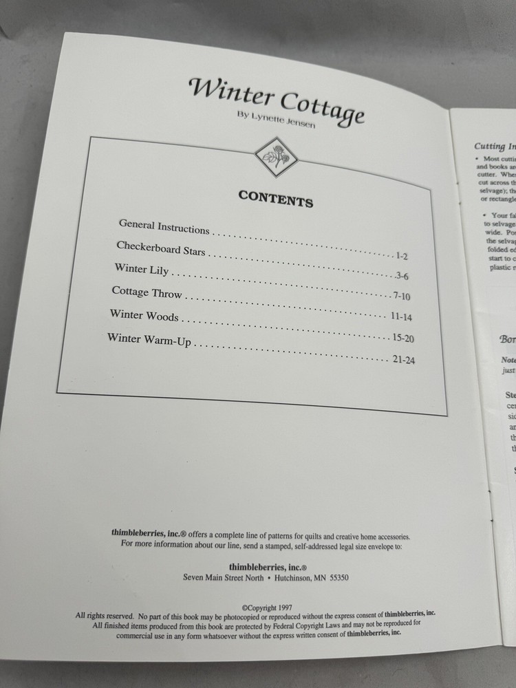 Winter Cottage Quilt Pattern 1997 Thimbleberries Wall Lynette Jensen Book BK080