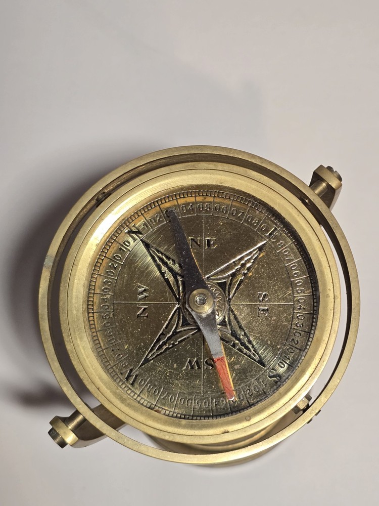 Vintage Brass Standing Nautical Compass Gimball 4.5"