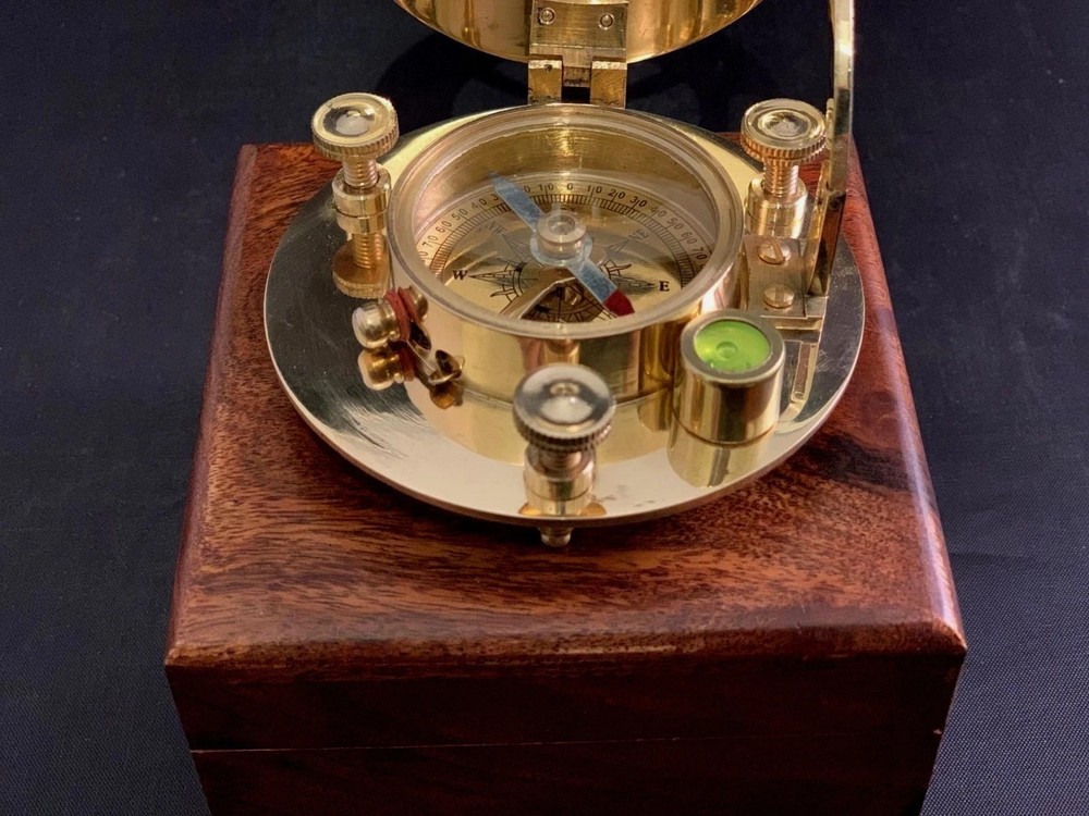 Sundial Compass Solid Brass Vintage Nautical Retro Steampunk Polished Box