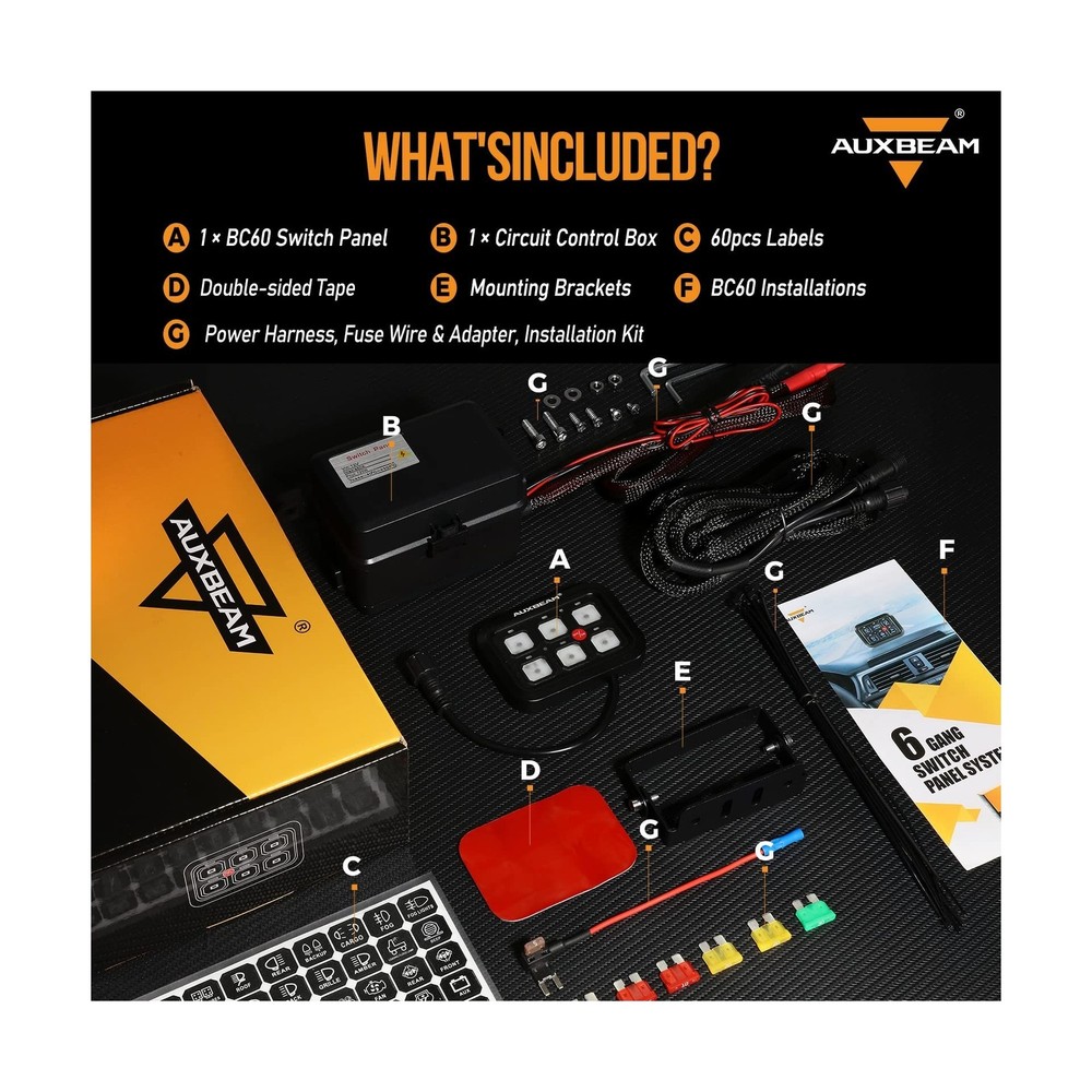 Auxbeam 6 Gang Switch Panel BC60, Universal Circuit Control Relay System Box ...