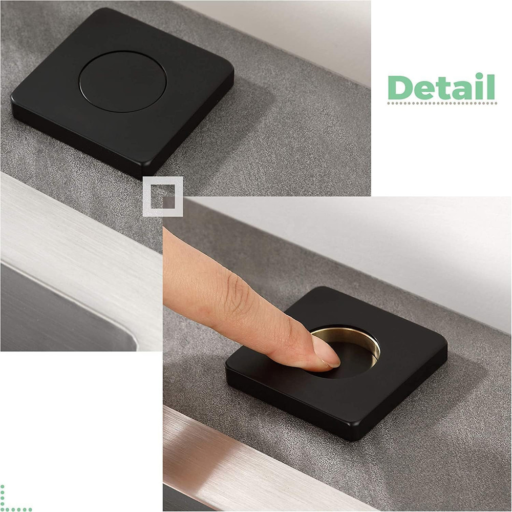Cordless Air Switch Kit for Garbage Disposal - Matte Black Brass Push Button