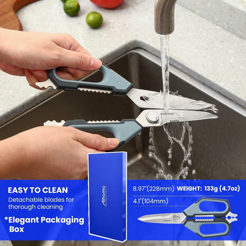 Sharp Nordic-Style Kitchen Shears Soft Comfort Handle, All Purpose Scissors w...