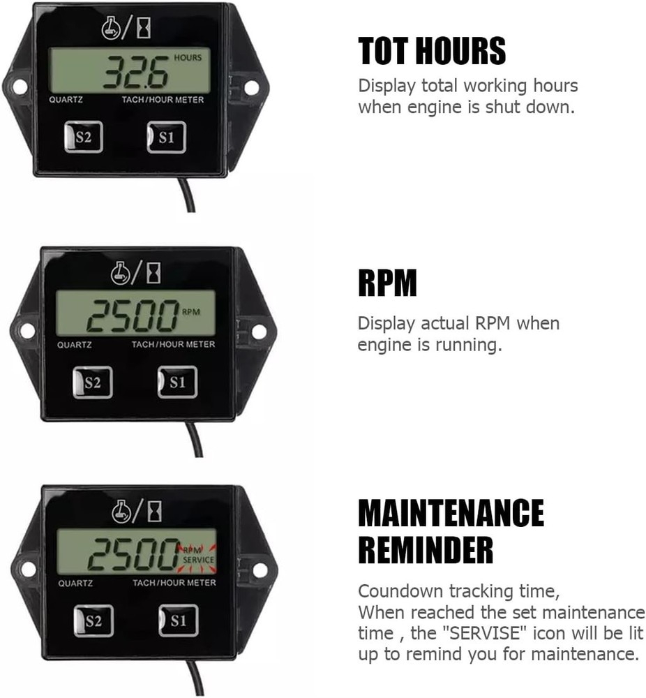 Small Engine Digital Tachometer with Waterproof Design for Accurate RPM Tracking