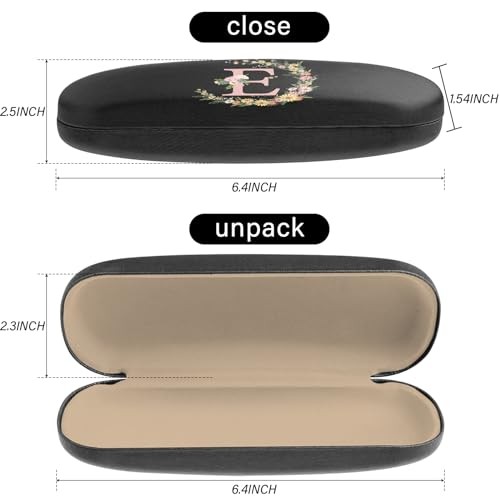 Eyeglasses Case Hard Shell Initial Letter Protective Case for Glasses Letter-e