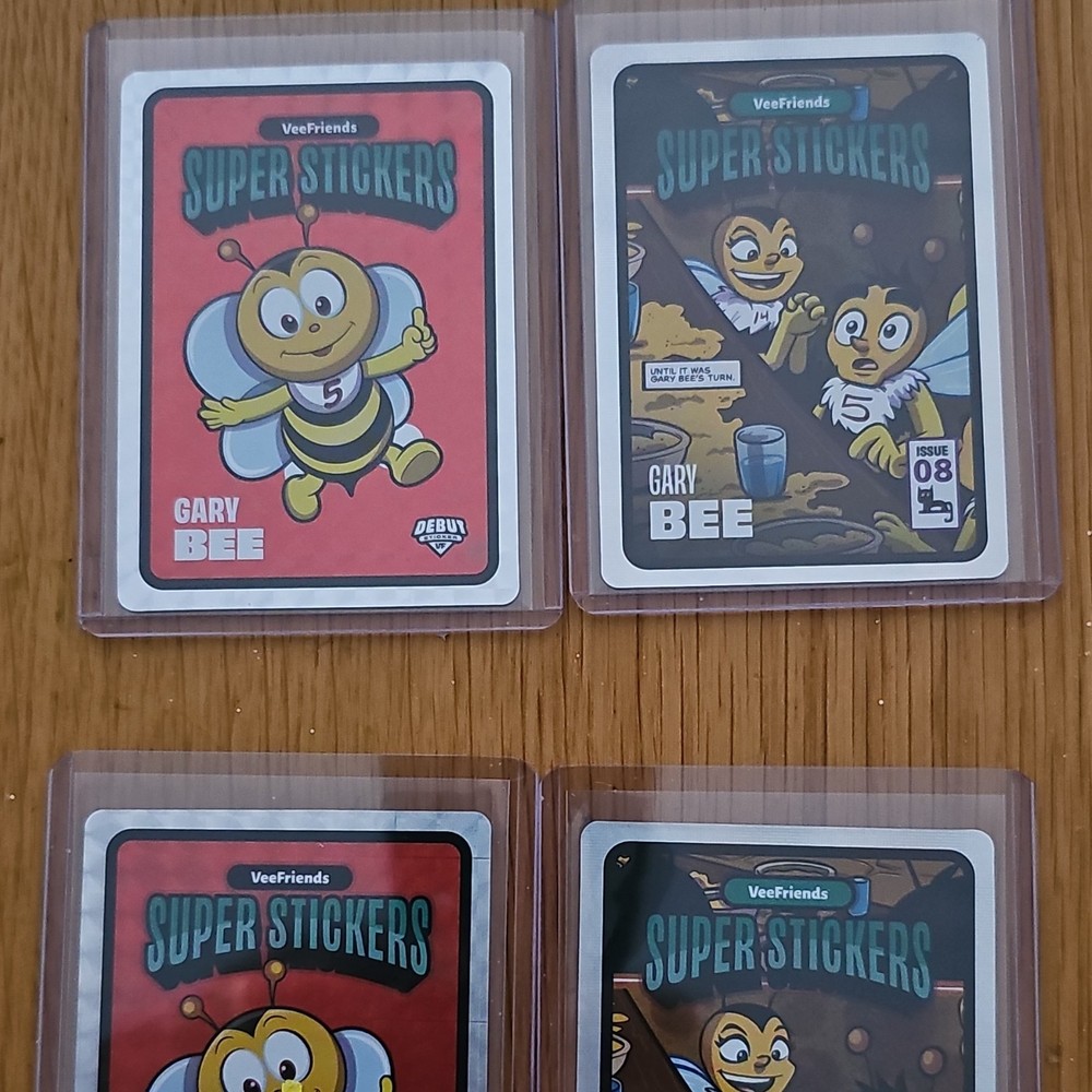 VeeFriends Super Stickers Gary Bee Comic Insert + Gary Bee red debut sticker