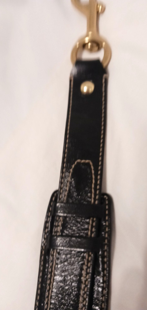 Dooney And Bourke Replacment Shoulder Strap,Black leather,white stitching