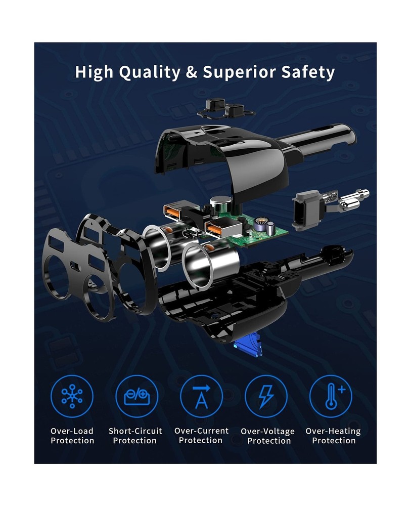 [2026 Upgraded] Cigarette Lighter Splitter, SUPERONE 180W 2-Socket Cigarette ...