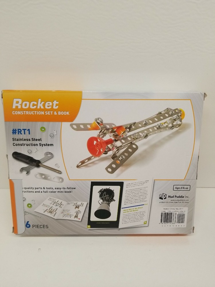 Mud Puddle Stainless Steel Rocket Construction Set and Book-NIB