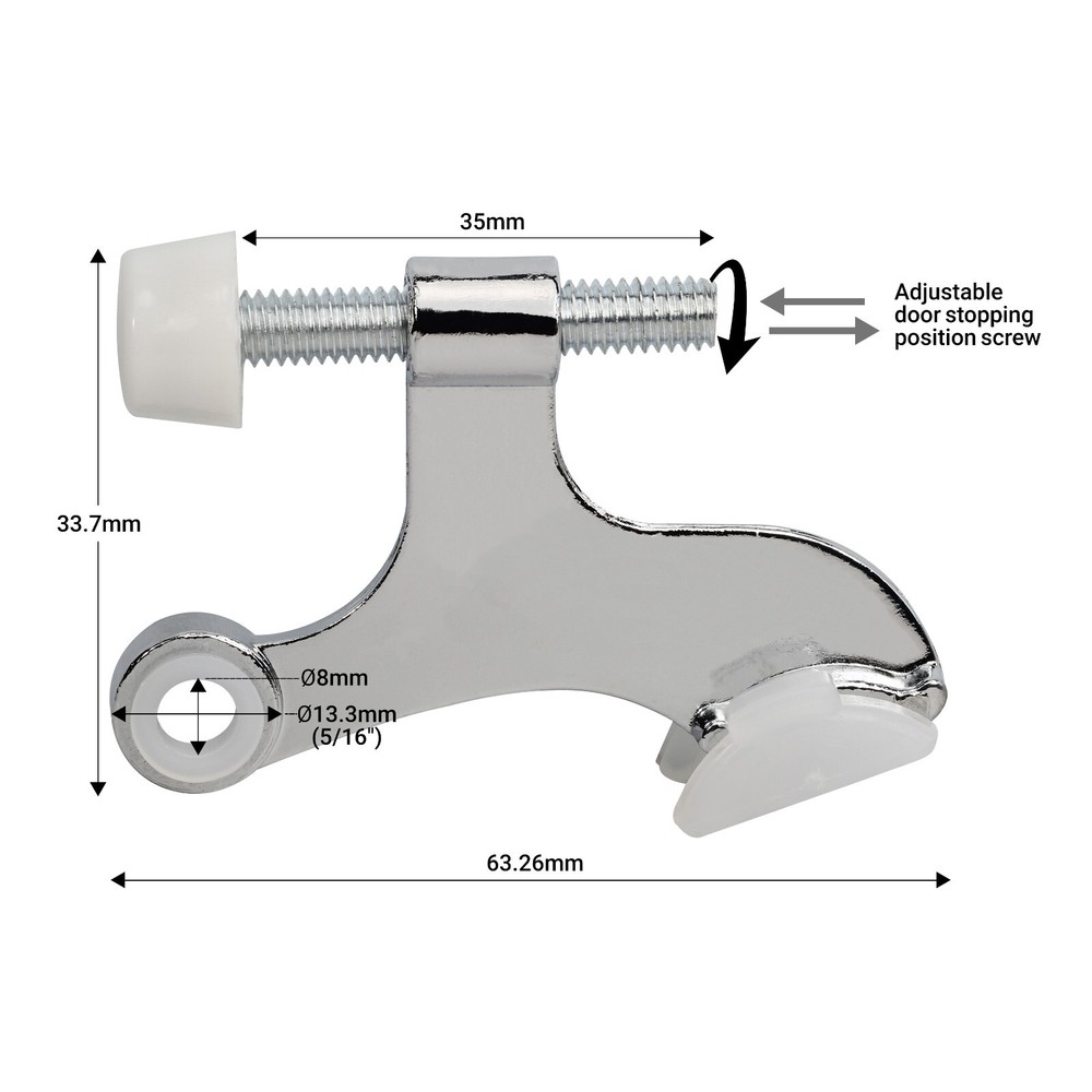 Rok Hardware Heavy Duty Hinge Pin Door Stop, Chrome