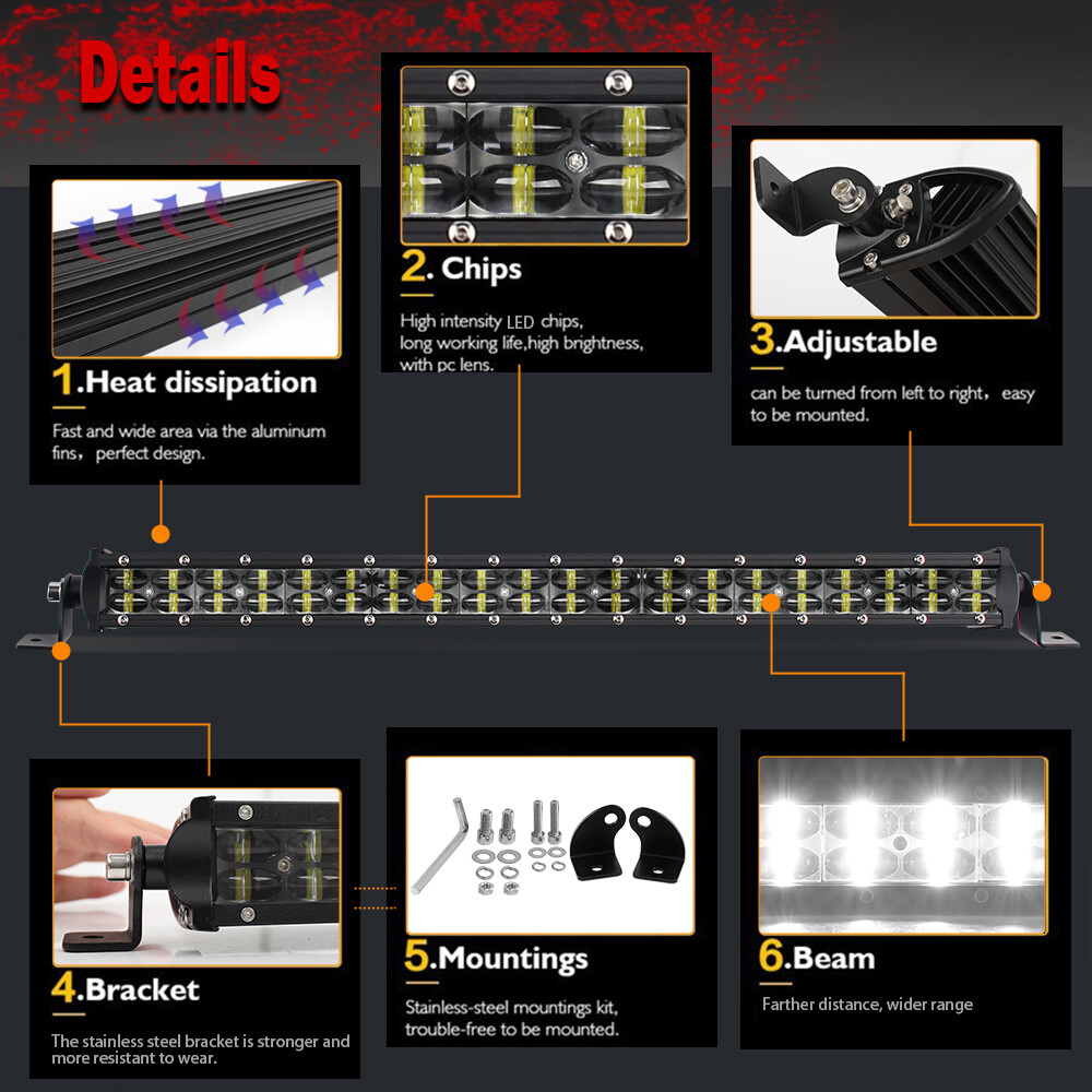 For Kawasaki Teryx KRX 1000 Roof 42'' Led Light Bar+3'' Dual Color LED Pods Kits