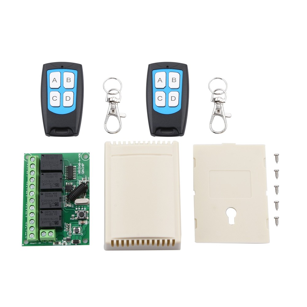 Long Range DC 4-Channel 443MHz Wireless RF Remote Control Relay Switch
