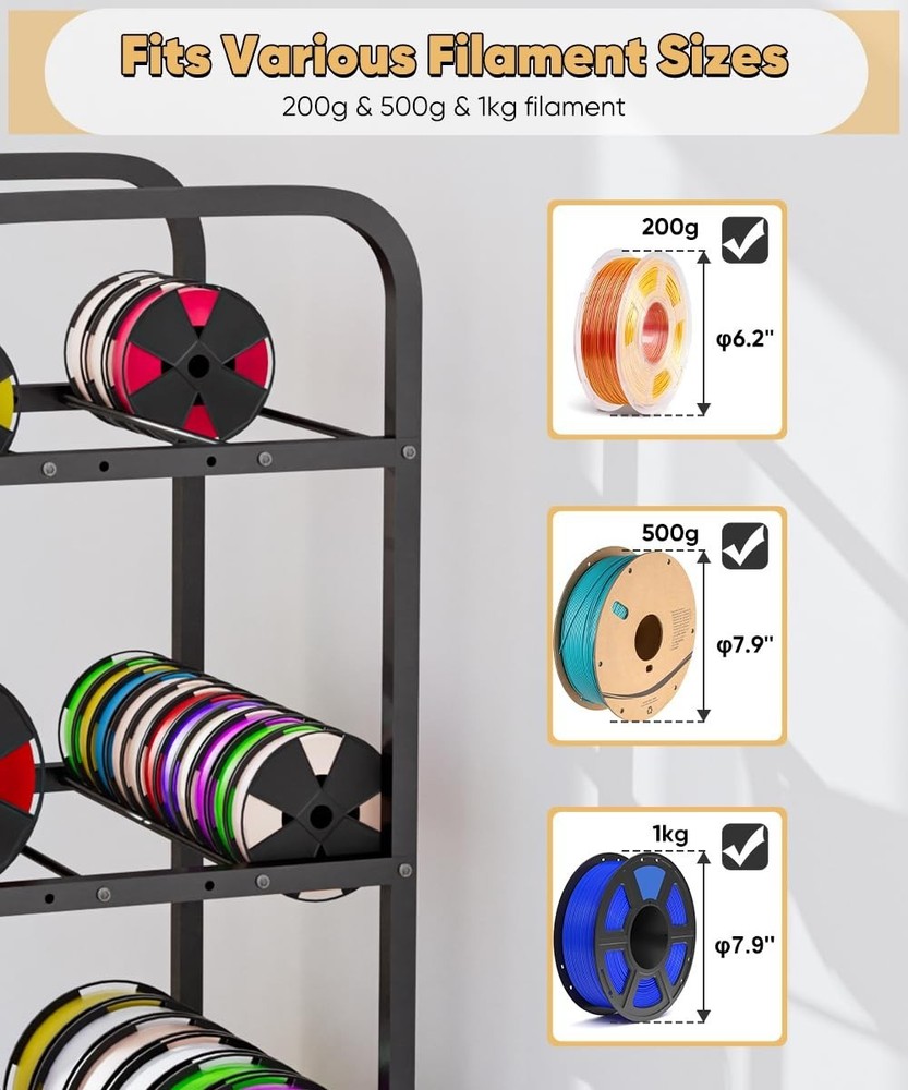 4 Tier 3D Printer Filament Storage Rack Spool Holder Organizer Stand