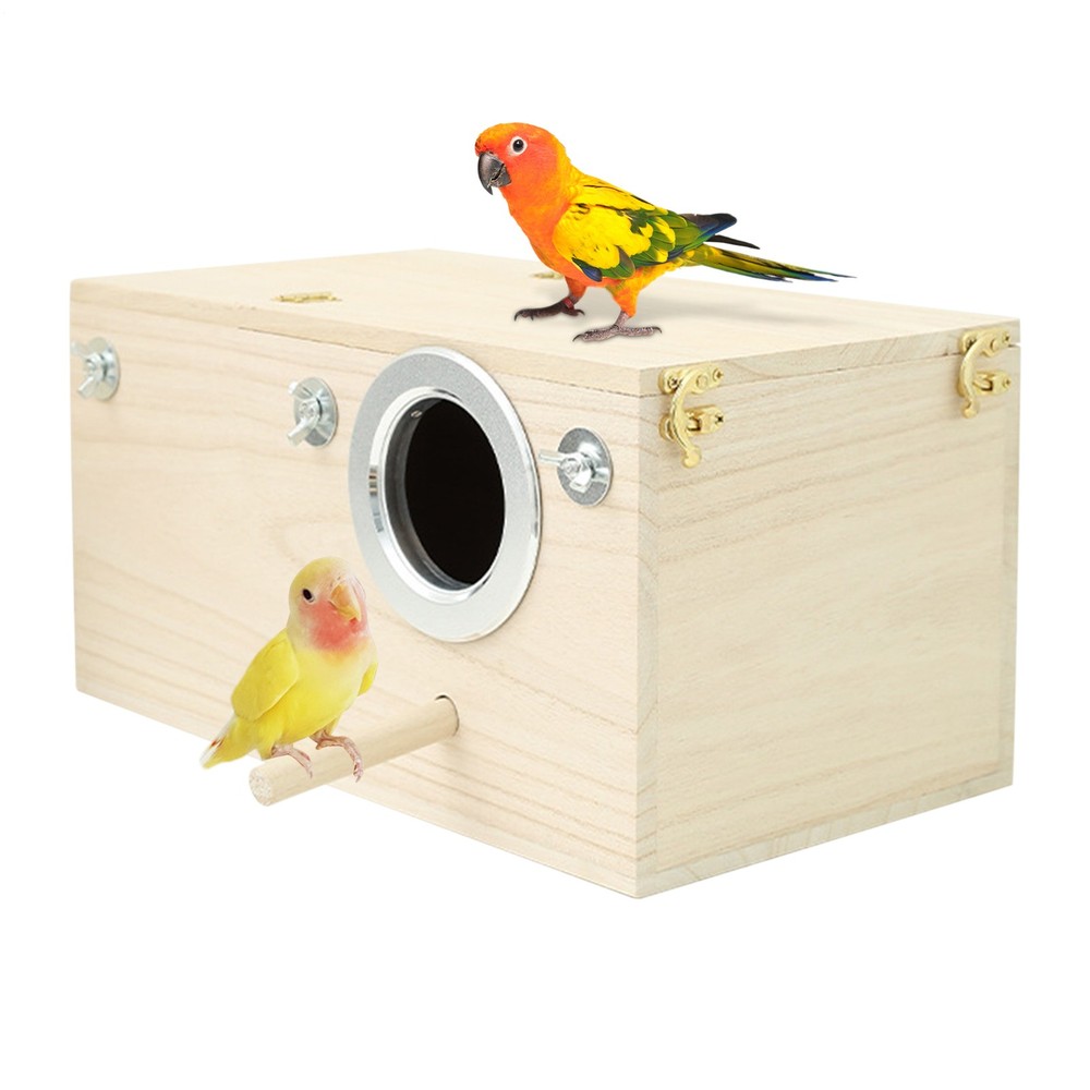 Parakeet Nest Box Wood Parrot Nesting Breeding House Nesting Boxes for practical