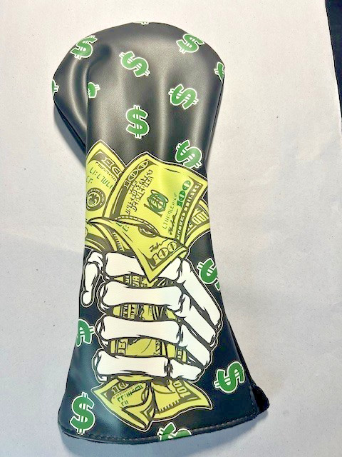 Custom Dollars $ Driver Headcover – Black W/Multi Color Design, w/Premium Lining