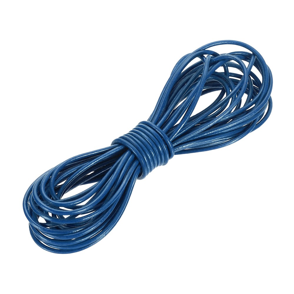 5.5 Yard 2mm Round Leather Cord Lacing String for DIY Crafts, Blue