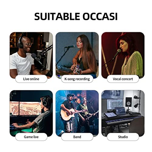 Wired Dynamic Microphone, Cardioid Dynamic Vocal Handheld Mic with Mic Clips,