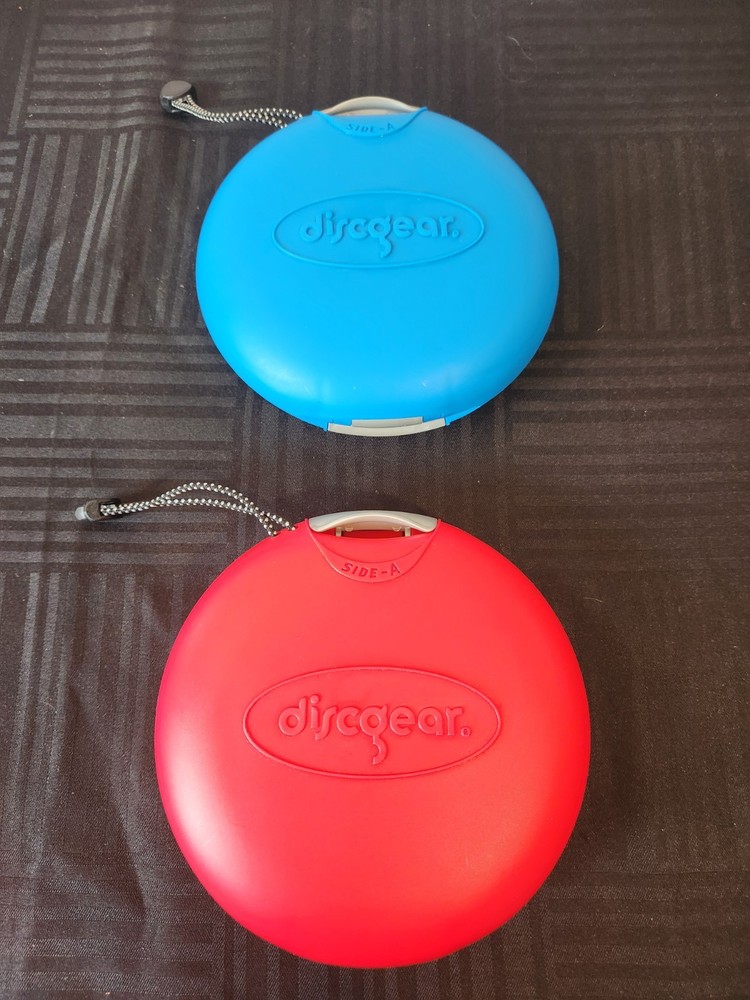 2x Blue/ Red DiscGear DISCUS 22 Disc Storage Case CD DVD Holder Hard Shell