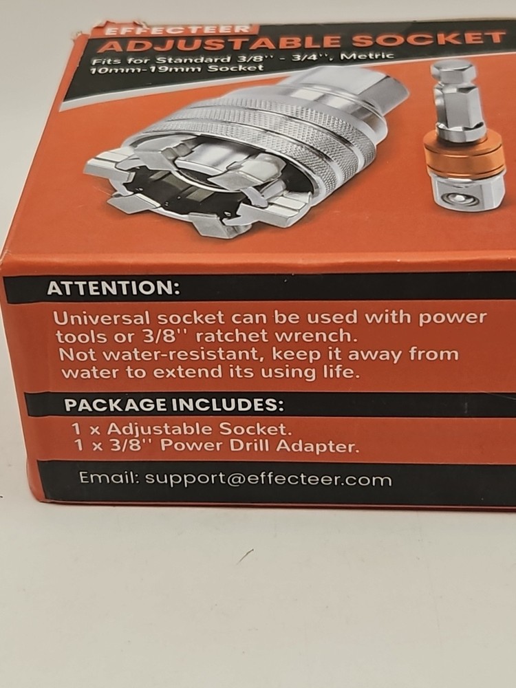10-19mm Effecteer Adjustable Socket Tool Multifunction Wrench Sleeve Adapter Kit