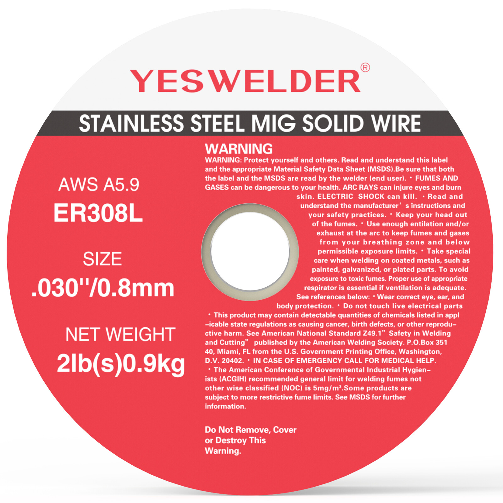 Stainless Steel MIG Solid Wire ER308L .030/.035-Diameter, 2-Pound Welding Wire