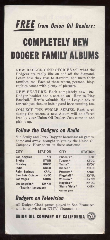 1961 Dodgers Media Press Guide (B)