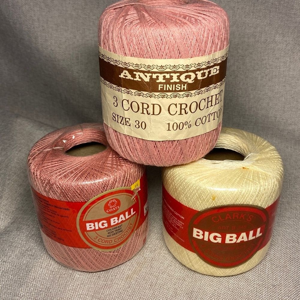 Pink and Cream Crochet Thread Set (new)